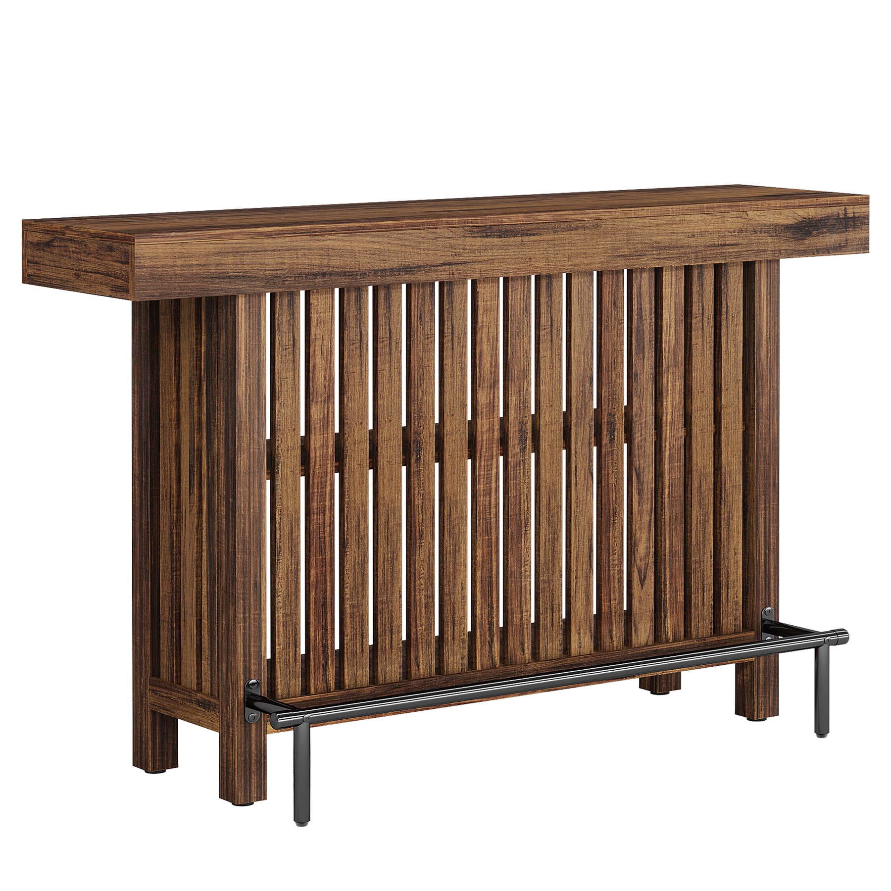 Home Bar Unit, Modern 2-Tier Bar Table With Footrest_voghion.com